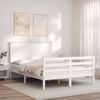 Cama Matrimonial | Cama Para Adultos | Estructura Cama De Matrimonio Con Cabecero Madera Maciza Blanco Cfw681045