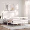 Cama Matrimonial | Cama Para Adultos | Estructura Cama De Matrimonio Con Cabecero Madera Maciza Blanco Cfw681045