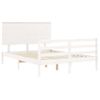 Cama Matrimonial | Cama Para Adultos | Estructura Cama De Matrimonio Con Cabecero Madera Maciza Blanco Cfw681045