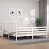 Cama Matrimonial | Cama Para Adultos | Estructura Cama De Matrimonio Con Cabecero Madera Maciza Blanco Cfw908769