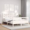 Cama Matrimonial | Cama Para Adultos | Estructura Cama De Matrimonio Con Cabecero Madera Maciza Blanco Cfw607736