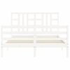 Cama Matrimonial | Cama Para Adultos | Estructura Cama De Matrimonio Con Cabecero Madera Maciza Blanco Cfw607736