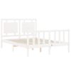 Cama Matrimonial | Cama Para Adultos | Estructura Cama De Matrimonio Con Cabecero Madera Maciza Blanco Cfw112959