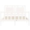 Cama Matrimonial | Cama Para Adultos | Estructura Cama De Matrimonio Con Cabecero Madera Maciza Blanco Cfw112959