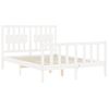 Cama Matrimonial | Cama Para Adultos | Estructura Cama De Matrimonio Con Cabecero Madera Maciza Blanco Cfw131151