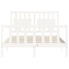 Cama Matrimonial | Cama Para Adultos | Estructura Cama De Matrimonio Con Cabecero Madera Maciza Blanco Cfw131151