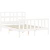 Cama Matrimonial | Cama Para Adultos | Estructura Cama De Matrimonio Con Cabecero Madera Maciza Blanco Cfw842312