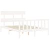 Cama Matrimonial | Cama Para Adultos | Estructura Cama De Matrimonio Con Cabecero Madera Maciza Blanco Cfw330342