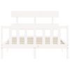 Cama Matrimonial | Cama Para Adultos | Estructura Cama De Matrimonio Con Cabecero Madera Maciza Blanco Cfw330342