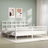 Cama Matrimonial | Cama Para Adultos | Estructura Cama De Matrimonio Con Cabecero Madera Maciza Blanco Cfw277065