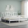 Cama Matrimonial | Cama Para Adultos | Estructura Cama De Matrimonio Con Cabecero Madera Maciza Blanco Cfw561940