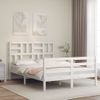 Cama Matrimonial | Cama Para Adultos | Estructura Cama De Matrimonio Con Cabecero Madera Maciza Blanco Cfw700534