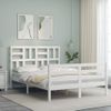 Cama Matrimonial | Cama Para Adultos | Estructura Cama De Matrimonio Con Cabecero Madera Maciza Blanco Cfw700534