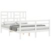 Cama Matrimonial | Cama Para Adultos | Estructura Cama De Matrimonio Con Cabecero Madera Maciza Blanco Cfw700534