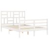 Cama Matrimonial | Cama Para Adultos | Estructura Cama De Matrimonio Con Cabecero Madera Maciza Blanco Cfw700534