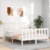 Cama Matrimonial | Cama Para Adultos | Estructura Cama De Matrimonio Con Cabecero Madera Maciza Blanco Cfw153066