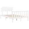 Cama Matrimonial | Cama Para Adultos | Estructura Cama De Matrimonio Con Cabecero Madera Maciza Blanco Cfw570935