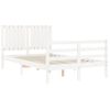 Cama Matrimonial | Cama Para Adultos | Estructura Cama De Matrimonio Con Cabecero Madera Maciza Blanco Cfw395000