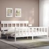 Cama Matrimonial | Cama Para Adultos | Estructura Cama De Matrimonio Con Cabecero Madera Maciza Blanco Cfw260046