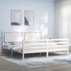 Cama Matrimonial | Cama Para Adultos | Estructura Cama De Matrimonio Con Cabecero Madera Maciza Blanco Cfw911170