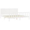 Cama Matrimonial | Cama Para Adultos | Estructura Cama De Matrimonio Con Cabecero Madera Maciza Blanco Cfw429705