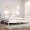 Cama Matrimonial | Cama Para Adultos | Estructura Cama De Matrimonio Con Cabecero Madera Maciza Blanco Cfw978062