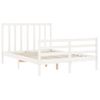 Cama Matrimonial | Cama Para Adultos | Estructura Cama De Matrimonio Con Cabecero Madera Maciza Blanco Cfw406359