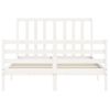 Cama Matrimonial | Cama Para Adultos | Estructura Cama De Matrimonio Con Cabecero Madera Maciza Blanco Cfw406359