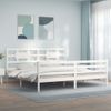 Cama Matrimonial | Cama Para Adultos | Estructura Cama De Matrimonio Con Cabecero Madera Maciza Blanco Cfw624907