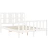 Cama Matrimonial | Cama Para Adultos | Estructura Cama De Matrimonio Con Cabecero Madera Maciza Blanco Cfw785843