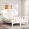 Cama Matrimonial | Cama Para Adultos | Estructura Cama De Matrimonio Con Cabecero Madera Maciza Blanco Cfw971137