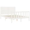 Cama Matrimonial | Cama Para Adultos | Estructura Cama De Matrimonio Con Cabecero Madera Maciza Blanco Cfw971137