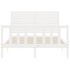 Cama Matrimonial | Cama Para Adultos | Estructura Cama De Matrimonio Con Cabecero Madera Maciza Blanco Cfw971137