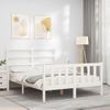 Cama Matrimonial | Cama Para Adultos | Estructura Cama De Matrimonio Con Cabecero Madera Maciza Blanco Cfw450932