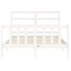 Cama Matrimonial | Cama Para Adultos | Estructura Cama De Matrimonio Con Cabecero Madera Maciza Blanco Cfw450932