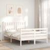 Cama Matrimonial | Cama Para Adultos | Estructura Cama De Matrimonio Con Cabecero Madera Maciza Blanco Cfw654101