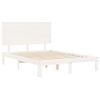 Cama Matrimonial | Cama Para Adultos | Estructura Cama De Matrimonio Con Cabecero Madera Maciza Blanco Cfw230950