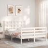 Cama Matrimonial | Cama Para Adultos | Estructura Cama De Matrimonio Con Cabecero Madera Maciza Blanco Cfw499518