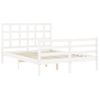 Cama Matrimonial | Cama Para Adultos | Estructura Cama De Matrimonio Con Cabecero Madera Maciza Blanco Cfw499518