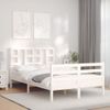 Cama Matrimonial | Cama Para Adultos | Estructura Cama De Matrimonio Con Cabecero Madera Maciza Blanco Cfw306522