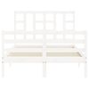 Cama Matrimonial | Cama Para Adultos | Estructura Cama De Matrimonio Con Cabecero Madera Maciza Blanco Cfw306522