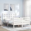 Cama Matrimonial | Cama Para Adultos | Estructura Cama De Matrimonio Con Cabecero Madera Maciza Blanco Cfw307059