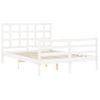 Cama Matrimonial | Cama Para Adultos | Estructura Cama De Matrimonio Con Cabecero Madera Maciza Blanco Cfw307059