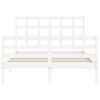 Cama Matrimonial | Cama Para Adultos | Estructura Cama De Matrimonio Con Cabecero Madera Maciza Blanco Cfw307059