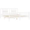 Cama Matrimonial | Cama Para Adultos | Estructura Cama De Matrimonio Con Cabecero Madera Maciza Blanco Cfw685367