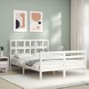 Cama Matrimonial | Cama Para Adultos | Estructura Cama De Matrimonio Con Cabecero Madera Maciza Blanco Cfw881066