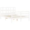 Cama Matrimonial | Cama Para Adultos | Estructura Cama De Matrimonio Con Cabecero Madera Maciza Blanco Cfw881066