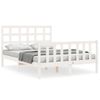 Cama Matrimonial | Cama Para Adultos | Estructura Cama De Matrimonio Con Cabecero Madera Maciza Blanco Cfw664830