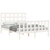 Cama Matrimonial | Cama Para Adultos | Estructura Cama De Matrimonio Con Cabecero Madera Maciza Blanco Cfw664830