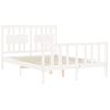 Cama Matrimonial | Cama Para Adultos | Estructura Cama De Matrimonio Con Cabecero Madera Maciza Blanco Cfw119515